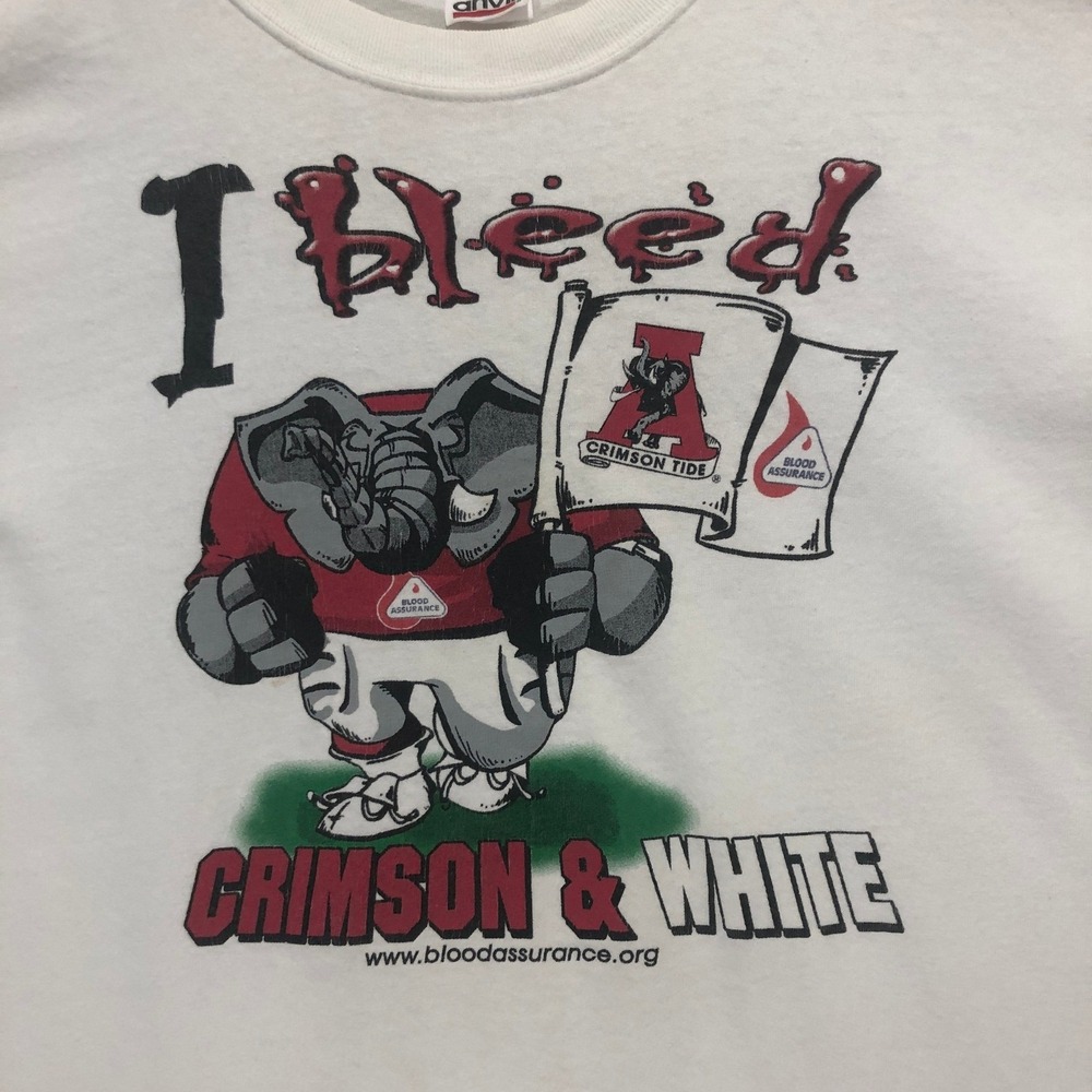 Alabama Crimson Tide T-Shirt I Bleed Football Graphic Tee Anvil Men's Size Large